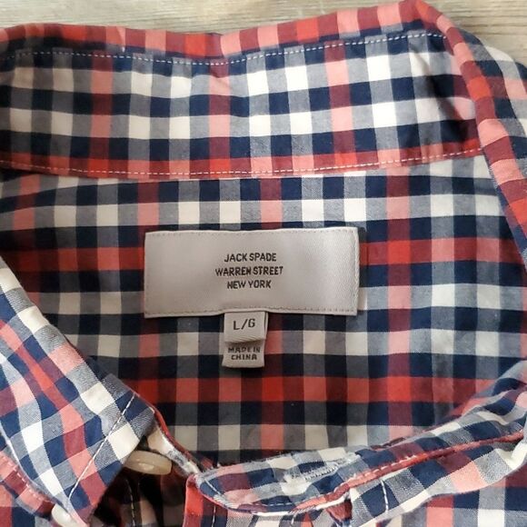 Jack Spade NYC Red Blue White Plaid Long Sleeve Button Down‎ Shirt Mens L - Picture 2 of 8